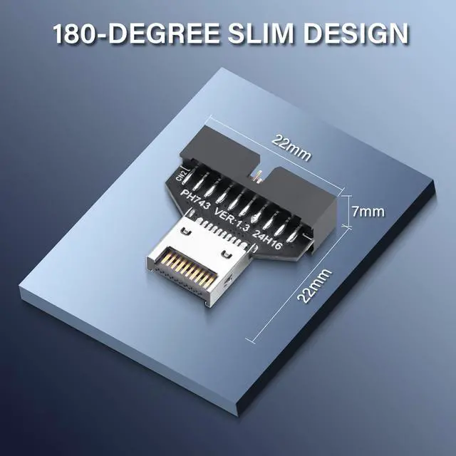 Alt view image 6 of 7 - BUCIER USB 3.0 Front Panel Header Type E to USB 3.0 19/20Pin Motherboard Header Adapter Type-E Male to 19Pin Male Front Connector Converter