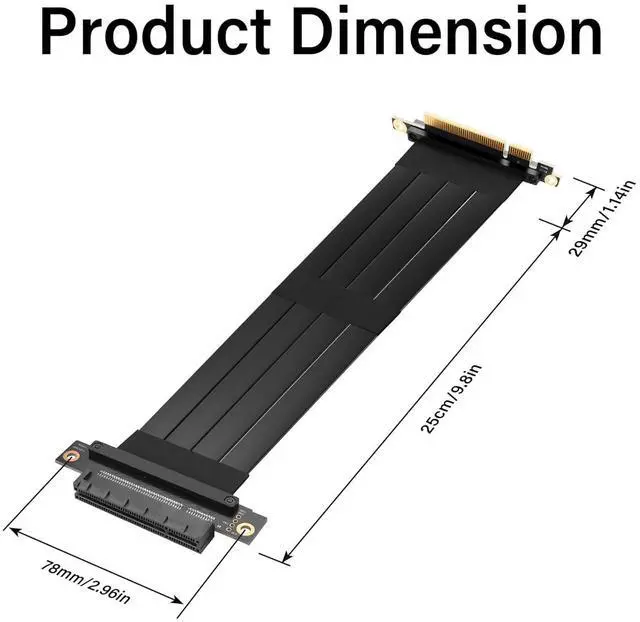 Alt view image 7 of 7 - BUCIER PCIe 3.0 X8 Extension Cable PCI-E 8X Male to Female Riser Cable 25CM (90 Degree Male)