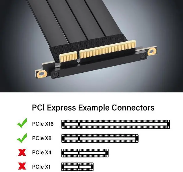Alt view image 3 of 7 - BUCIER PCIe 3.0 X8 Extension Cable PCI-E 8X Male to Female Riser Cable 25CM (90 Degree Male)