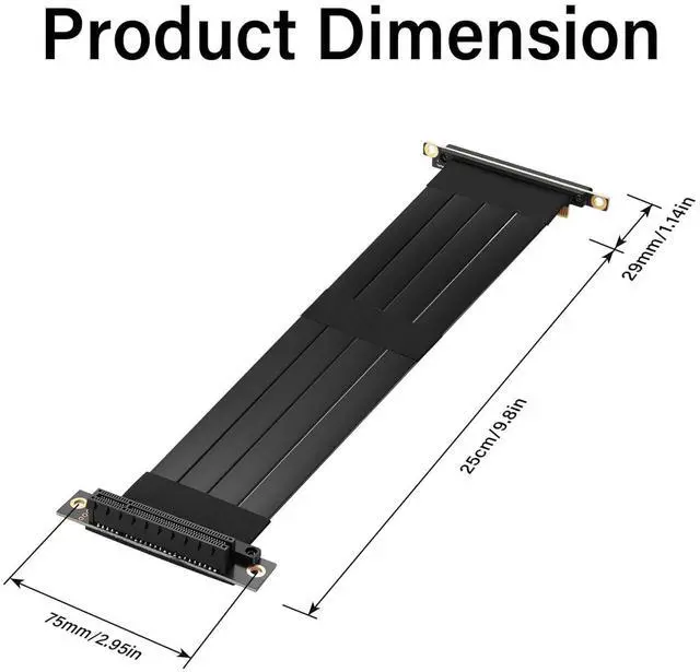 Alt view image 7 of 7 - BUCIER PCIe 3.0 X8 Extension Cable PCI-E 8X Male to Female Riser Cable 25CM (90 Degree M/F)