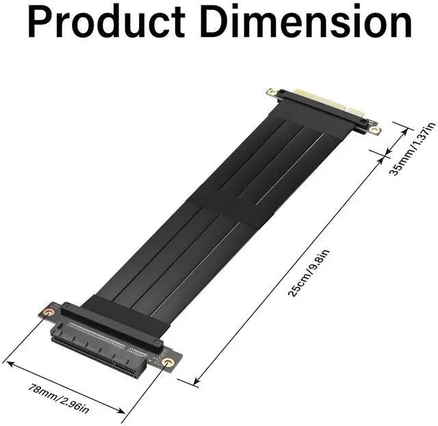 Alt view image 7 of 7 - BUCIER PCIe 3.0 X8 Extension Cable PCI-E 8X Male to Female Riser Cable 25CM (180 Degree M/F)