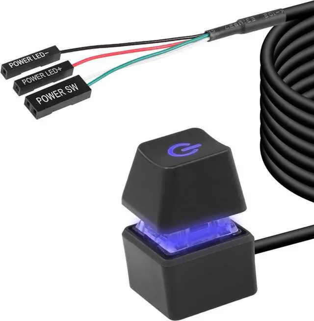 Alt view image 5 of 6 - BUCIER Desktop Switch Desktop Computer Power Switch External Remote Start Computer Motherboard Power Switch Button Extension Cord with LED Light