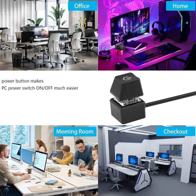 Alt view image 2 of 6 - BUCIER Desktop Switch Desktop Computer Power Switch External Remote Start Computer Motherboard Power Switch Button Extension Cord with LED Light