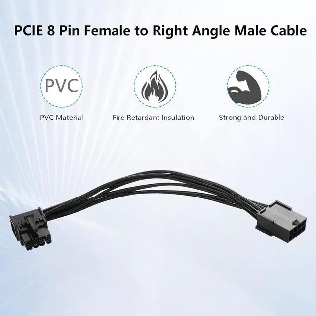 Alt view image 4 of 7 - BUCIER 8-Pin Extension Cord PCIE 8 Pin Female to Right Angle Male PCIE Express Power Adapter Cable for Graphics Card 18AWG 15CM/5.9Inch (Right)