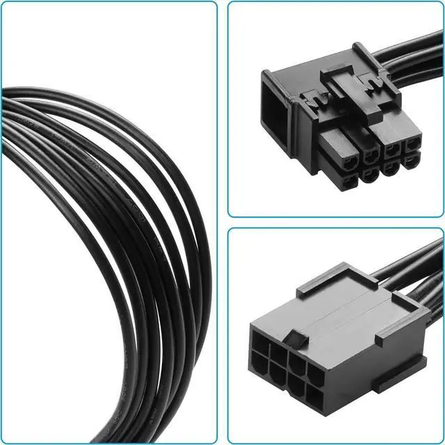 Alt view image 6 of 7 - BUCIER 8-Pin Extension Cord PCIE 8 Pin Female to Right Angle Male PCIE Express Power Adapter Cable for Graphics Card 18AWG 15CM/5.9Inch (Right)