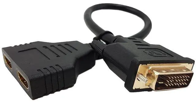 Alt view image 6 of 6 - BUCIER DVI-D to HDMI Cable, Gold-Plated DVI-D Male 24 1 Pin to Dual Hdmi Female 1080p Hdmi Video Converter Adapter Splitter Cable