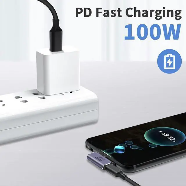 Alt view image 6 of 7 - BUCIER USB C Right Angle Adapter 40G (Two Styles), 90 Degree USB C Male to Female Adapter for Steam Deck, MacBook, Meta Quest, Phone