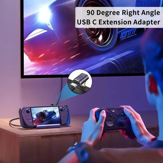 Alt view image 4 of 7 - BUCIER USB C Right Angle Adapter 40G (Two Styles), 90 Degree USB C Male to Female Adapter for Steam Deck, MacBook, Meta Quest, Phone