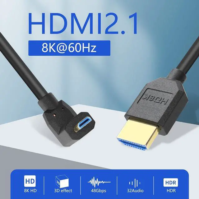 Alt view image 2 of 7 - BUCIER Micro HDMI to HDMI Cable Coiled 8K HDMI 2.1 Telescopic Cable High Speed Cable Support 120Hz 48Gbps Dynamic HDR for Digital Cameras (Down Angle)