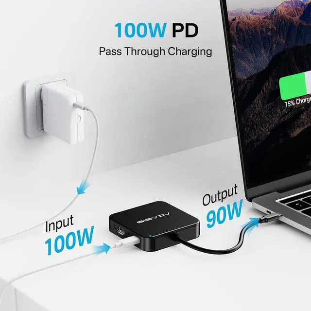 Alt view image 5 of 6 - BUCIER USB C Hub 10Gbps, Multiport Adapter with 4K 60Hz HDMI, 100W Power Delivery, 3 USB A3.2+1 USB-C 3.1 Data Port, USB C to HDMI Adapter for MacBook,  iPad PRO, XPS(Black)