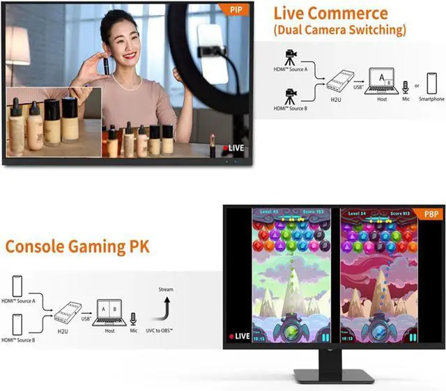 Alt view image 4 of 6 - BUCIER H2U Video Capture Card,4k HDMI to USB Screen can be Switched