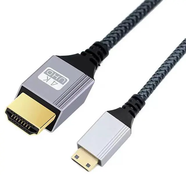 Alt view image 2 of 3 - BUCIER Mini HDMI to HDMI Cable 6.6FT,for HDTV, Tablet, Camera and Camcorder [Aluminum Shell, Nylon Braided] (4K 60Hz) High Speed HDMI to Mini HDMI Male Bi-Directional 2.0 Cord