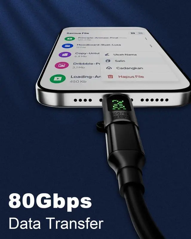 Alt view image 3 of 7 - BUCIER 80Gbps USB C Adapter with Digital Display, Thunderbolt 4 Connector 240W, 8K@60Hz, USB C Watt Meter Display Adapter for iPhone 16/15 Series,Thunderbol5/4/3, Game Controller, Black (2-Pack)