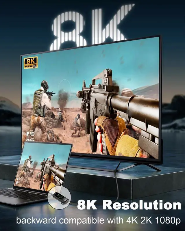 Alt view image 5 of 7 - BUCIER 80Gbps USB C Adapter with Digital Display, Thunderbolt 4 Connector 240W, 8K@60Hz, USB C Watt Meter Display Adapter for iPhone 16/15 Series,Thunderbol5/4/3, Game Controller, Black (2-Pack)