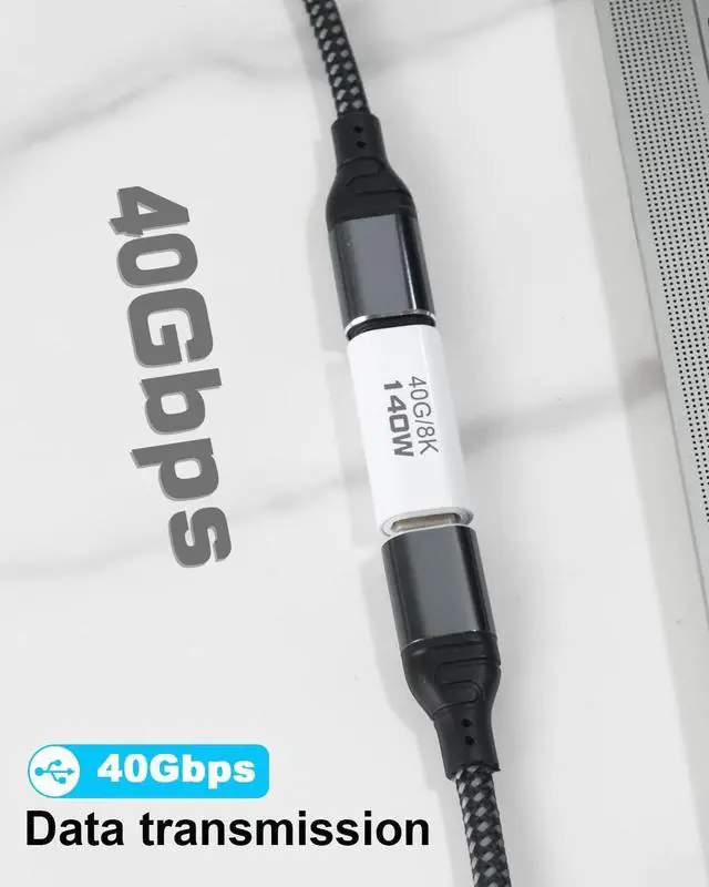 Alt view image 2 of 7 - BUCIER USB C Coupler 40Gbps, PD140W and 8K@60Hz Video Display, USB C Female to Female Adapter, Type C to Type C for Thunderbolt 4/3, MacBook Pro/Air, iPad, Laptop, Phones (2Pack)