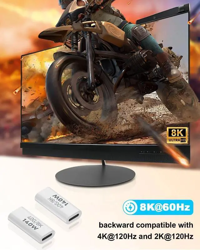 Alt view image 4 of 7 - BUCIER USB C Coupler 40Gbps, PD140W and 8K@60Hz Video Display, USB C Female to Female Adapter, Type C to Type C for Thunderbolt 4/3, MacBook Pro/Air, iPad, Laptop, Phones (2Pack)