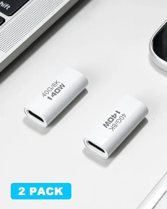 Alt view image 6 of 7 - BUCIER USB C Coupler 40Gbps, PD140W and 8K@60Hz Video Display, USB C Female to Female Adapter, Type C to Type C for Thunderbolt 4/3, MacBook Pro/Air, iPad, Laptop, Phones (2Pack)