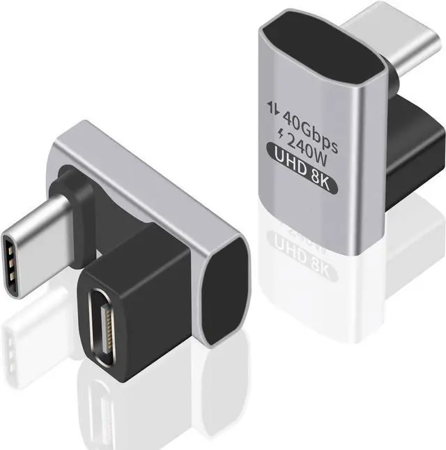 Main image of BUCIER USB C 180 Degree Adapter 240W PD, 8K@60Hz, 40Gbps,180 Degree USB C Female to Male Adapter Connector for ROG Ally, Steam Deck, Switch, Laptop, Tablet, Phone and More 2 Pack