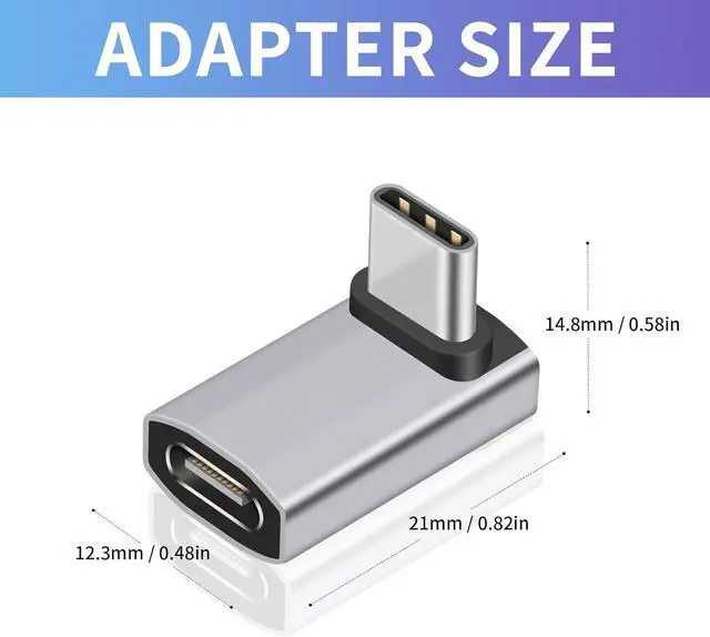 Alt view image 6 of 7 - BUCIER USB C 90 Degree Adapter, 40Gbps, Right Angle Male to Female, Supports 8K Video for iPad, MacBook, Tablet, Phone, 2 Pack
