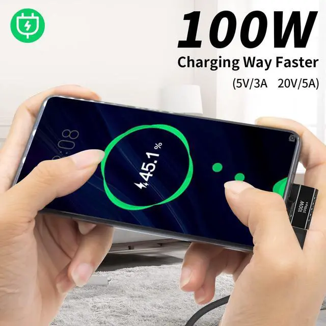 Alt view image 3 of 7 - BUCIER 90 Degree USB C Adapter PD 100w, Right Angle USB C Extender Adapter, 90 Degreer USB Type C Male to Female Support 20Gbps Data Transfer for steam Deck Accessories, Laptop, Tablet 2 Pack