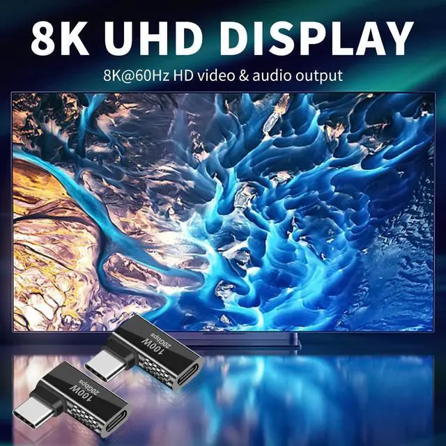 Alt view image 4 of 7 - BUCIER 90 Degree USB C Adapter PD 100w, Right Angle USB C Extender Adapter, 90 Degreer USB Type C Male to Female Support 20Gbps Data Transfer for steam Deck Accessories, Laptop, Tablet 2 Pack