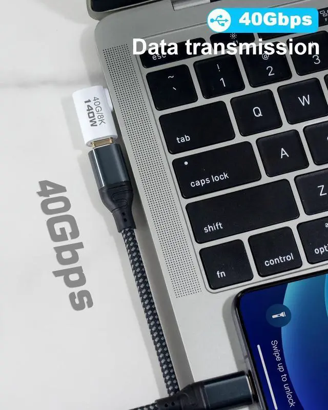 Alt view image 2 of 7 - BUCIER Right Angle USB C Male to USB C Female Adapter, USB Type C 3.1 Extender Support 40Gbps Data Transfer PD 140W for MacBook, Switch, Steam Deck, iPhone 15 and More Laptop, Tablet, Phone 2 Pack