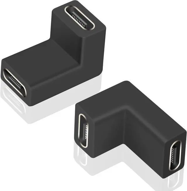 Main image of BUCIER 90 Degree USB C Female to Female Adapter, 10GBbps USB C Coupler Adapter, Right Angle Type C 3.1 Connector Support Fast Charging and Data Transfer for Laptop, Phone (2 Pack)