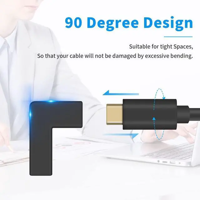 Alt view image 6 of 7 - BUCIER 90 Degree USB C Female to Female Adapter, 10GBbps USB C Coupler Adapter, Right Angle Type C 3.1 Connector Support Fast Charging and Data Transfer for Laptop, Phone (2 Pack)