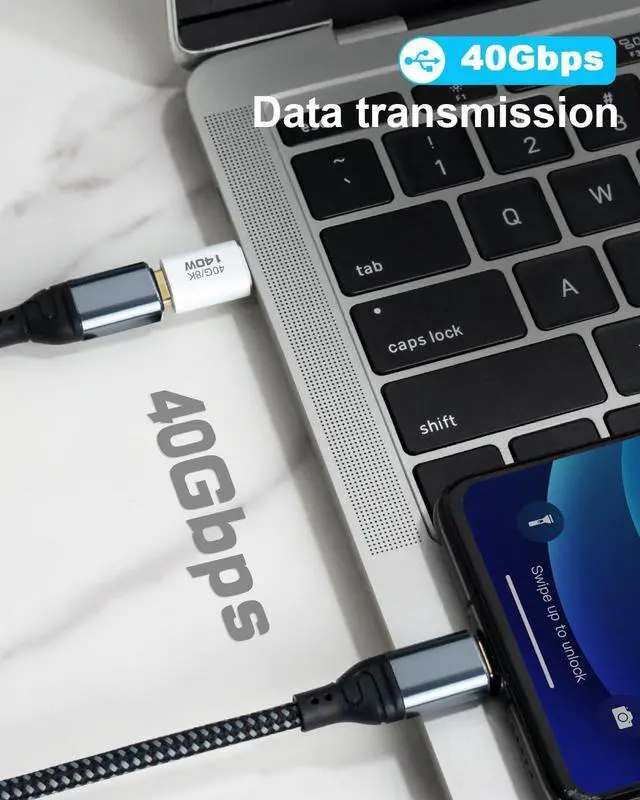 Alt view image 2 of 7 - BUCIER USB C Male to Female Adapter 40Gbps, USB Type C Extender Adapter Support 140W, 8K@60Hz for Thunderbolt 4/3, MacBook, Laptop, iPhone 15, Tablet, Phones and More Type C Devices 2 Pack