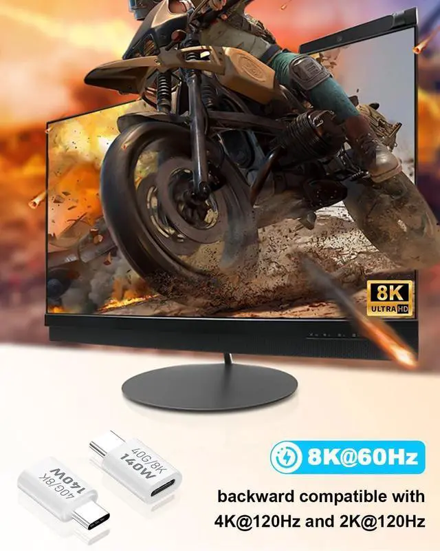 Alt view image 4 of 7 - BUCIER USB C Male to Female Adapter 40Gbps, USB Type C Extender Adapter Support 140W, 8K@60Hz for Thunderbolt 4/3, MacBook, Laptop, iPhone 15, Tablet, Phones and More Type C Devices 2 Pack