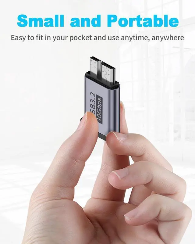 Alt view image 7 of 7 - BUCIER USB C to Micro B Adapter 10Gbps, Micro B to USB C Adapter 3.2, USB Type C Female to Micro B Male Converter for Hard Drive Cable, External Hard SSD Drive, Tablet, Phone, Laptop, 2 Pack Grey