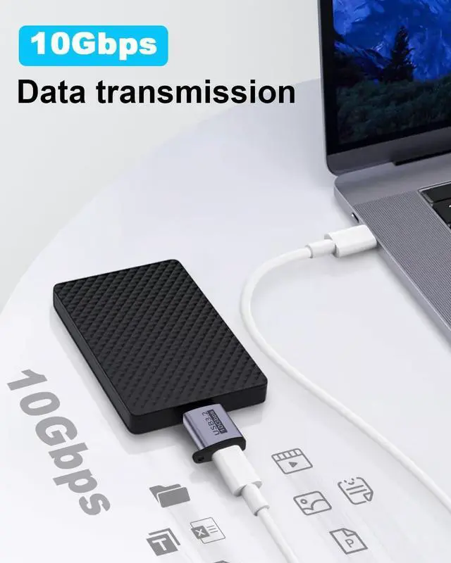 Alt view image 3 of 7 - BUCIER USB C to Micro B Adapter 10Gbps, Micro B to USB C Adapter 3.2, USB Type C Female to Micro B Male Converter for Hard Drive Cable, External Hard SSD Drive, Tablet, Phone, Laptop, 2 Pack Grey