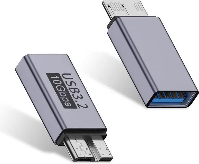 Main image of BUCIER USB A to Micro B Adapter 10Gbps, USB-C to Micro USB 3.2 Gen 2 Fast Charging Adapter Compatible with iPhone 15 Plus/15 Pro Max, WD My Passport External Drive 2 Pack