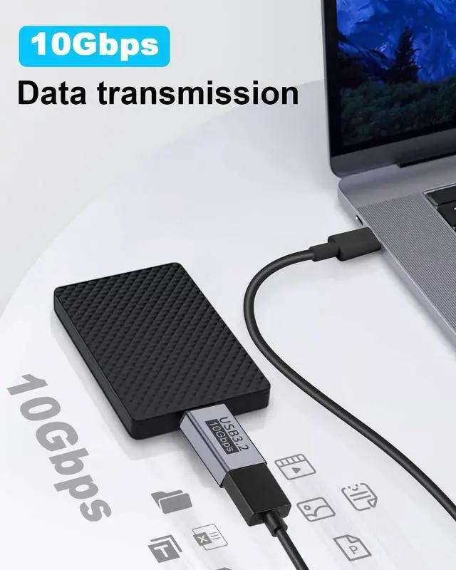 Alt view image 3 of 7 - BUCIER USB A to Micro B Adapter 10Gbps, USB-C to Micro USB 3.2 Gen 2 Fast Charging Adapter Compatible with iPhone 15 Plus/15 Pro Max, WD My Passport External Drive 2 Pack