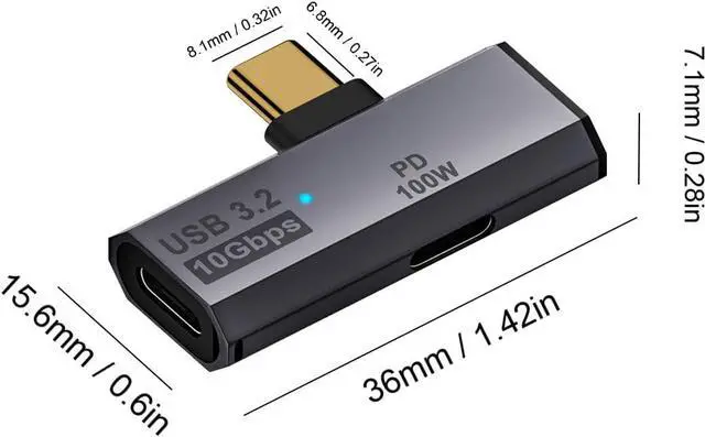 Alt view image 5 of 7 - BUCIER 2 in 1 USB C Splitter 10Gbps, 90 Degree USB C Male to Dual Female Adapter 100W, Type C Headphone Adapter for Rog Ally, Steam Deck, iPhone 15 Series and More Devices-Grey