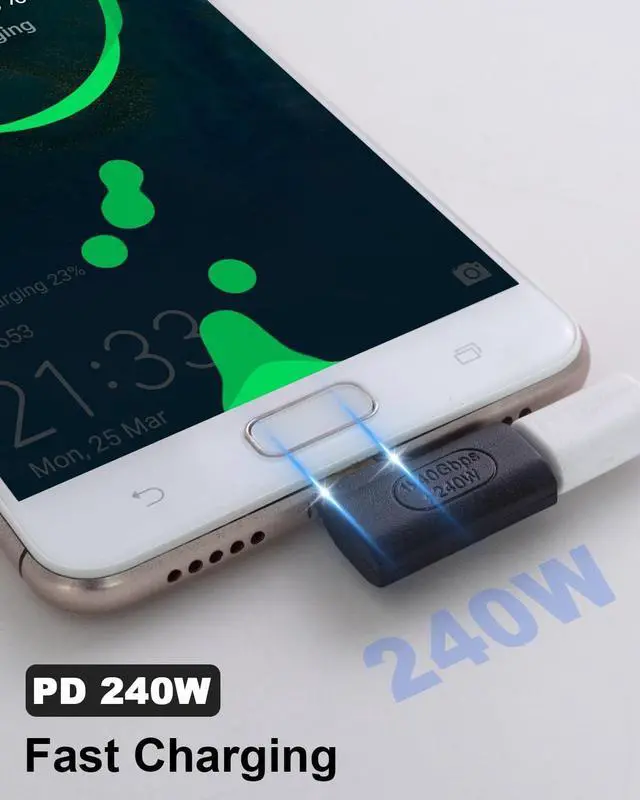 Alt view image 3 of 7 - BUCIER Right Angle USB C Adapter Compatible with Thunderbolt 4 Cable, 240W 40Gbps 90 Degree USB C Male to Female Adapter with 8K@60Hz Video for USB 4, PC, Tablet, iPhone 15, Steam Deck 2 Pack