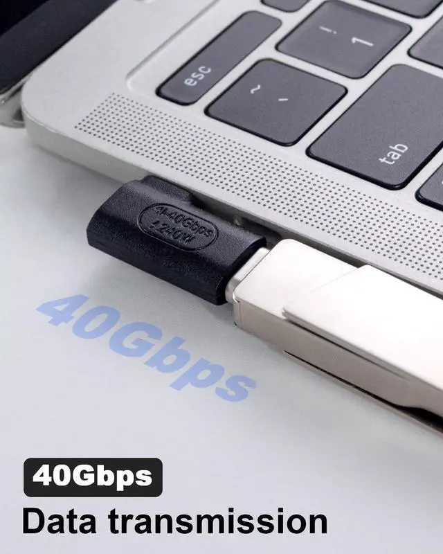 Alt view image 4 of 7 - BUCIER Right Angle USB C Adapter Compatible with Thunderbolt 4 Cable, 240W 40Gbps 90 Degree USB C Male to Female Adapter with 8K@60Hz Video for USB 4, PC, Tablet, iPhone 15, Steam Deck 2 Pack