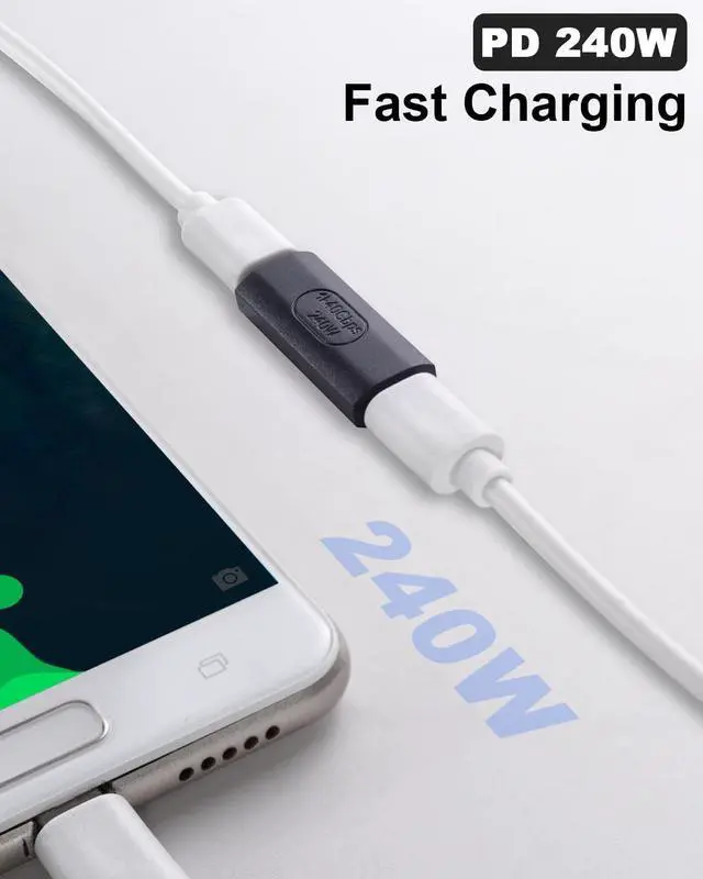 Alt view image 3 of 7 - BUCIER 240W USB C Female to Female Adapter, 40Gbps USB C Coupler, 8K@60Hz Video Display for Switch, Tablet, iPad, MacBook, Thunderbolt 4/3 (2Pack)