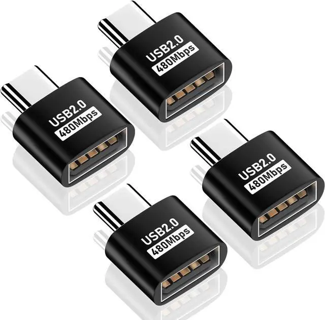 Main image of BUCIER USB C to USB Adapter, USB Type C Male to USB 2.0 Female Extension Connector, USB to USB C Adapter, Support 480Mbps Data Transfer, OTG Function and Charging for Phone, Laptop (4, Black)