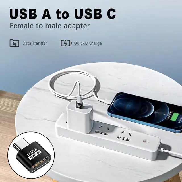 Alt view image 2 of 7 - BUCIER USB C to USB Adapter, USB Type C Male to USB 2.0 Female Extension Connector, USB to USB C Adapter, Support 480Mbps Data Transfer, OTG Function and Charging for Phone, Laptop (4, Black)