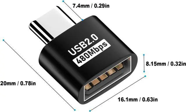 Alt view image 6 of 7 - BUCIER USB C to USB Adapter, USB Type C Male to USB 2.0 Female Extension Connector, USB to USB C Adapter, Support 480Mbps Data Transfer, OTG Function and Charging for Phone, Laptop (4, Black)