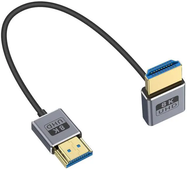 Main image of BUCIER 8K 90 Degree HDMI Cable 4FT/120cm 8K@60Hz, 4K@240Hz, UP Angle HDMI Male to Male Cable, Ultra High Speed 48Gbps Bandwidths, Ultra Thin HDMI 2.1 Cord OD2.5mm for GH5S, PS5, Xbox One Monitor,PC