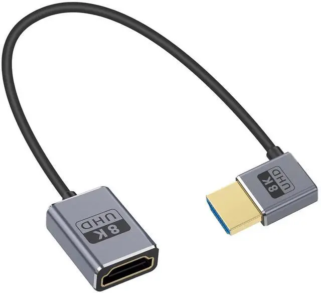 Main image of BUCIER Ultra Thin/Coaxial 90 Degree HDMI to HDMI Extender Cable 1FT, (48Gbps, 8K@60Hz, 4K@240Hz) Left Angle Male to Female Cable for Dynamic HDR, eARC, for GH5S, PS5, PC.