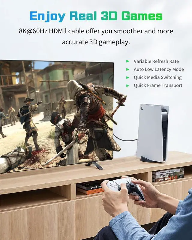 Alt view image 6 of 7 - BUCIER 8K HDMI Extender Cable - 12inch/30cm, 48Gbps, Supports 8K@60Hz Video for PCs, Laptops, TV, Xbox, PS5, PS4 Male to Female