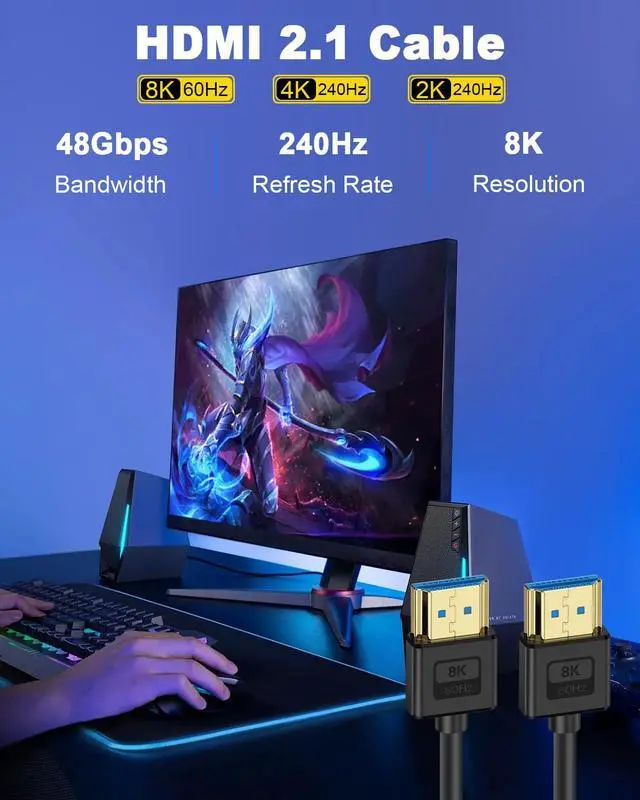 Alt view image 2 of 7 - BUCIER Ultra Soft Silicone Short HDMI Cable 1FT/0.3M, 8K Hyper Super Flexible Thin HDMI 2.1 Cable, High Speed Supports 3D, 8K@60Hz, ARC Type-A Male to Male for Camera, Monitor, PS5, Camcorder, Gimbal