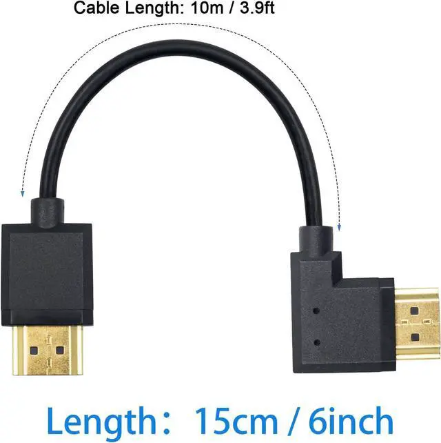Alt view image 6 of 7 - BUCIER 4K 90 Degree HDMI Cable 6inch/15cm, Extremely Thin Left Angle HDMI Male to Male Cable for 3D and 4K Ultra HD TV Stick HDMI 2.0 Cord