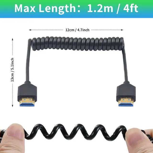 Alt view image 5 of 6 - BUCIER 8K HDMI Coiled Cable 1-4FT, 48Gbps Short HDMI Cable Coiled with 8K@60Hz, 4K@240Hz and HDR for ATOMOS Ninja V S.ony A7siii C.anon C300 C500 Ronin RS2 Monitor Camera, Capture Cards, PS5