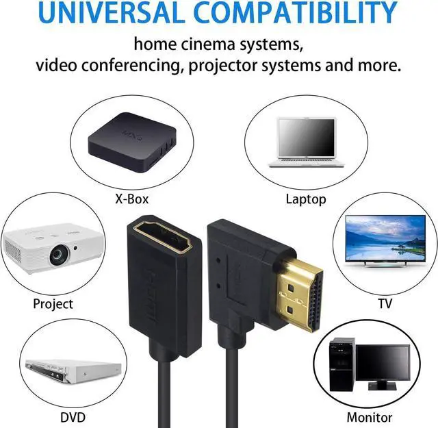 Alt view image 3 of 7 - BUCIER 8K HDMI Extender Cable, HDMI Extension Adapter Cable, Right Angled HDMI Male to Female Coiled Cable Compatible for Nintendo Switch, Xbox One S 360, PS5, Blu Ray Player, etc 6 Feet/1.8M