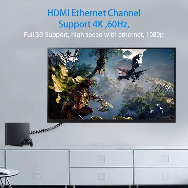 Alt view image 5 of 7 - BUCIER 8K HDMI Extender Cable, HDMI Extension Adapter Cable, Right Angled HDMI Male to Female Coiled Cable Compatible for Nintendo Switch, Xbox One S 360, PS5, Blu Ray Player, etc 6 Feet/1.8M