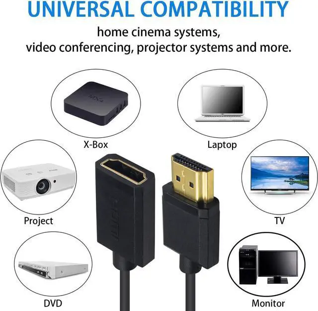 Alt view image 3 of 7 - BUCIER 4K HDMI Extension Cable 6FT/1.8M, Coiled HDMI Male to Female Cable Compatible for Nintendo Switch, Xbox One S 360, PS5, PS4, Roku TV Stick, Blu Ray Player, etc